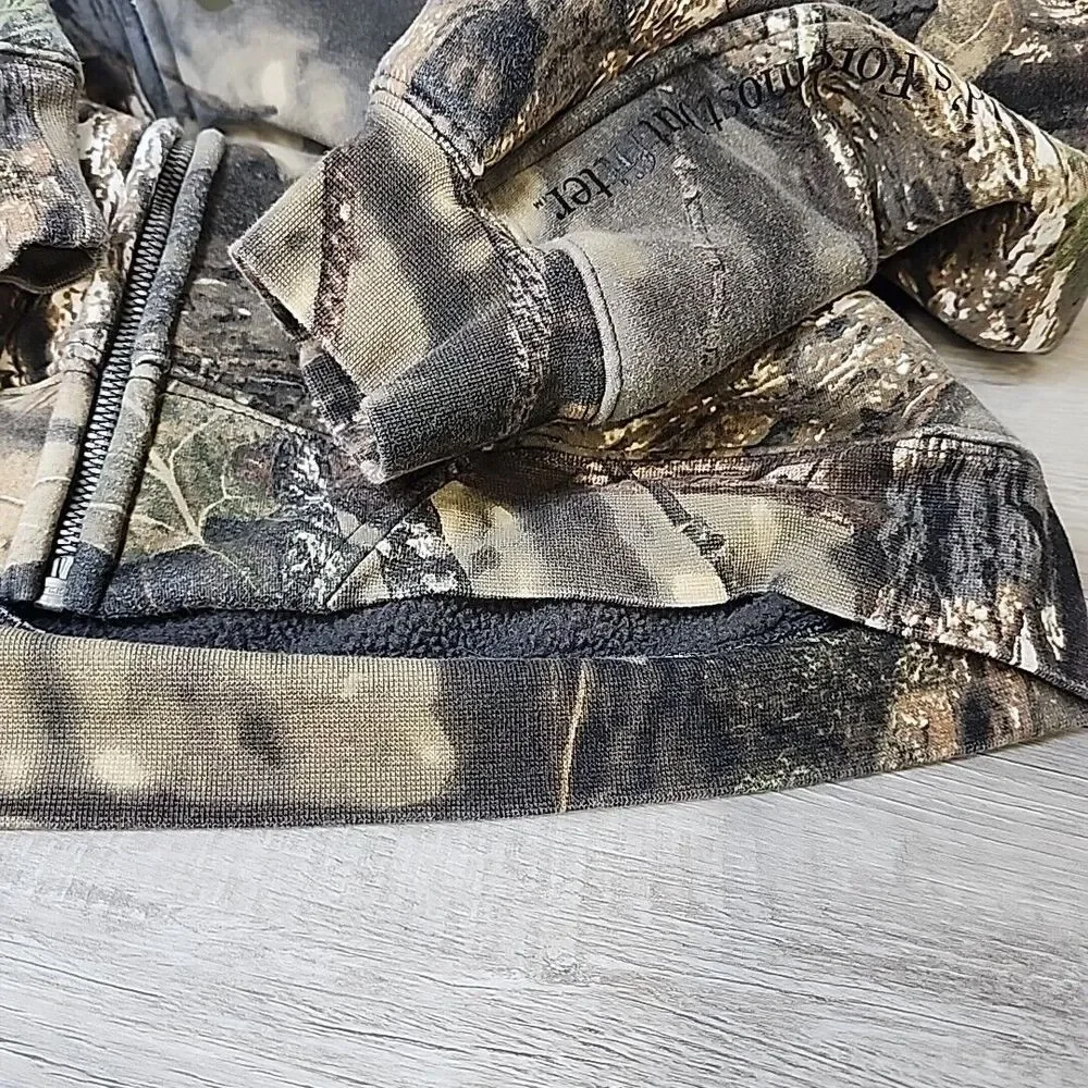 Cabela's Full Zip Hooded Mens XL Mossy Oak Break-Up Country Camo Fleece Hunting